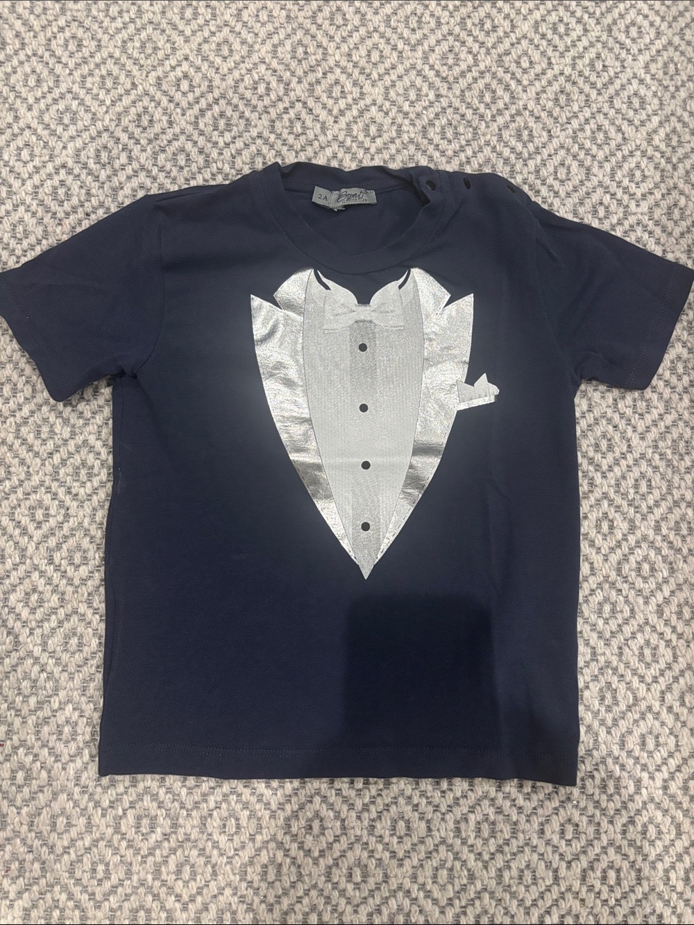Stylish Boys' Navy Tuxedo Graphic Tee